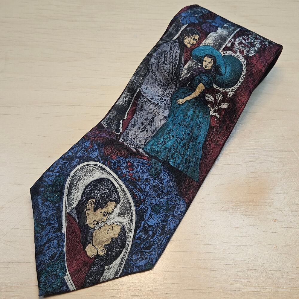 1992 Gone With The Wind Silk Tie American Film Classics Rhett Scarlett Vintage